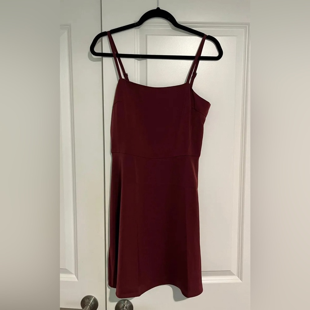 Francesca's NWT Wine Red Silky Spaghetti Strap Mini Dress